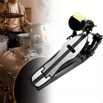 Одинарная педаль для бас-барабана с двойной цепью, нескользящая профессиональная ступенька для практики колотушки
