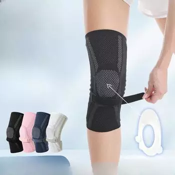 Одинарная плоская вязальная машина, противоскользящие наколенники под давлением, альпинизм, баскетбол, фитнес, силиконовая массажная пружинная полоса M-Single