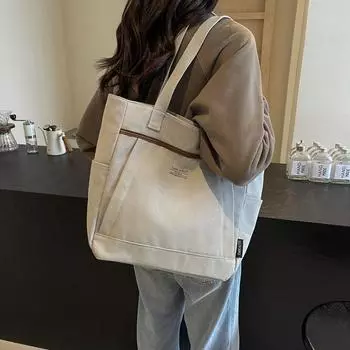 Одинарная сумка Женская студенческая сумка-мессенджер Универсальная вместительная сумка для занятий Повседневная простая модная сумка через плечо Tide