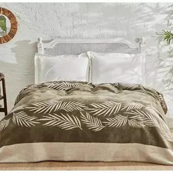 Одинарное хлопковое одеяло цвета хаки Karaca Home Leaf