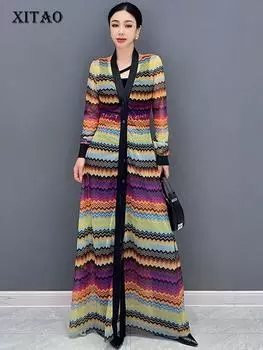 Одинарное платье XITAO Temperament с длинными рукавами DMJ2502