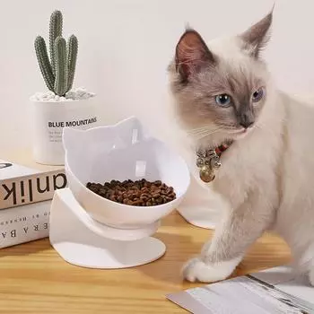 Одинарные двойные миски для кошек с приподнятой подставкой, нескользящие миски, контейнер для еды и воды для домашних животных, кормушки для кошек, собак, кормушка для щенков прозрачный