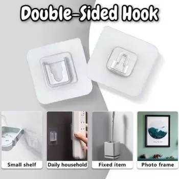 Одинарные и двойные крючки, самоклеящиеся настенные крючки, прозрачные, не оставляющие следов, водонепроницаемые, подвесные вешалки для кухни и ванной комнаты 5Set