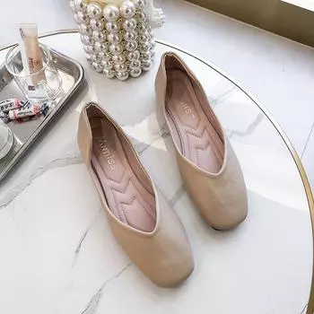 одинарные туфли, туфли Doudou, мягкая подошва, низкий каблук, ленивые люди носят легкие кожаные туфли и носят офисную рабочую обувь на улице. 35 чёрный