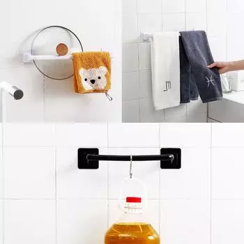 Одинарный держатель для полотенец, настенная полка для душа, кухни, ванной комнаты, органайзер для штанги, держатель для вешалки без дырокола для ванной комнаты