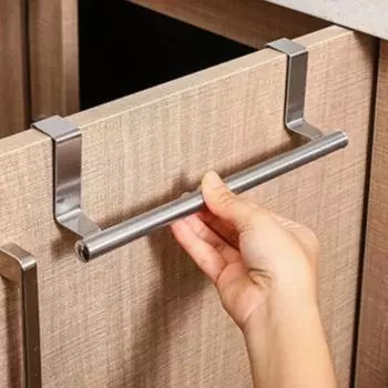 Одинарный держатель для полотенец, неперфорированный, для подвешивания полотенец, без сверления, для задней стенки дверцы шкафа, для кухни, ванной комнаты, для вешалки для полотенец чёрный