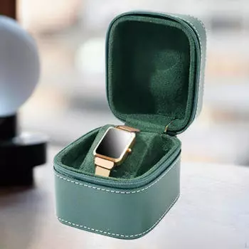Одинарный футляр для наручных часов из искусственной кожи для мужчин, органайзер для путешествий зелёный