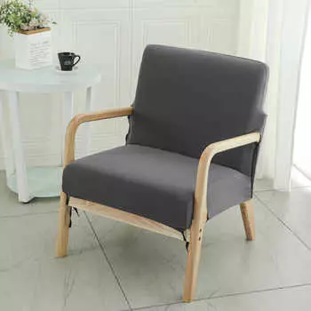 Одинарный Простой Маленький Апартамент Эластичный Чехол для Дивана Все Включено Интернет-Кафе Кафе Квадратный Чехол для Дивана Чехол для Деревянного Стула Wooden Chair Cover Single темно-серого