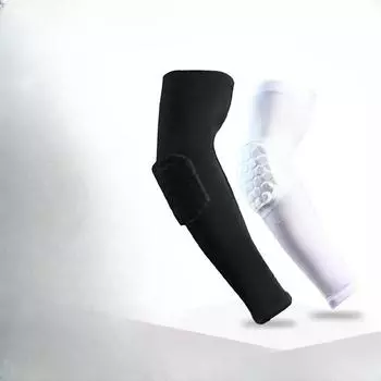 Одиночная баскетбольная сотовая защита локтя, спортивное защитное снаряжение, сотовая рука, защитное снаряжение для предотвращения столкновений, чехол для взрослых, тонкий рукав из ледяного шелка M чёрный