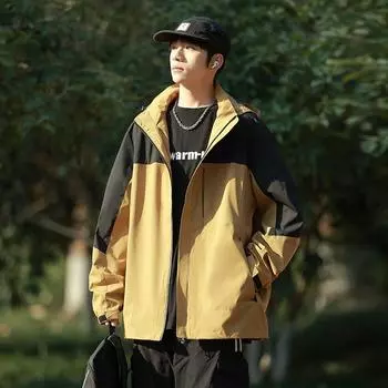 [Одиночная куртка] Ламинированная куртка для активного отдыха «три в одном» для мужчин и женщин, свободная водонепроницаемая, ветрозащитная, дышащая и модная толстовка с капюшоном L