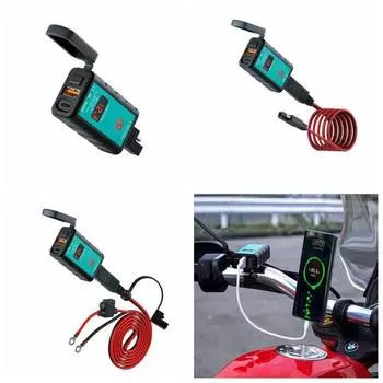Одиночное зарядное устройство для быстрой зарядки типа C с вольтметром, встроенной розеткой Sae и двойной розеткой Sae длиной 1 м Without wire