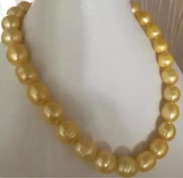 Одиночное золотое жемчужное ожерелье в стиле барокко Южного моря диаметром 10-11 мм, 18 дюймов