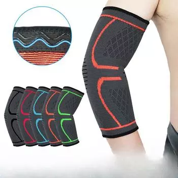 Одиночные спортивные налокотники, мужские нескользящие нейлоновые налокотники для верховой езды, баскетбола, фитнеса, вязания Single-M