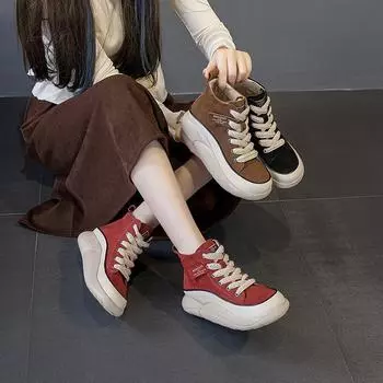 Одиночные туфли Белые туфли Ретро Повседневные толстые женские туфли 35 чёрный