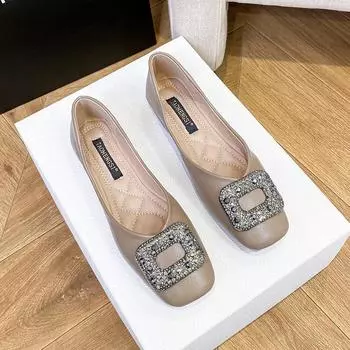 Одиночные туфли для девочек 2025 года, новые весенние туфли в стиле феи, французские туфли на плоской подошве с мягкой подошвой, легкие универсальные туфли Doudou из мягкой кожи 35 абрикосовый