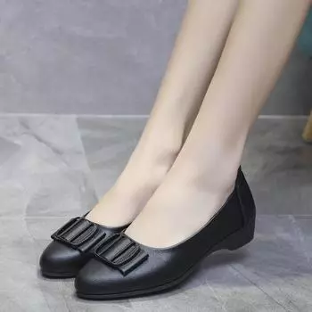 Одиночные туфли для среднего и пожилого возраста. Женская обувь для пожилых людей. Рабочая обувь на низком каблуке, толстом каблуке, с острым носком и неглубоким носком. 35 белый