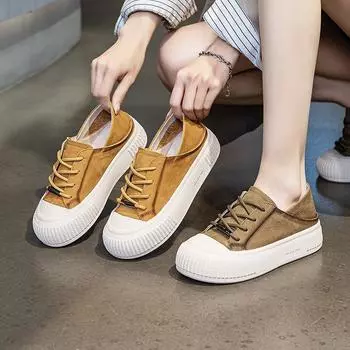 Одиночные туфли Кожаные туфли с толстой подошвой Белые туфли Туфли с мягкой подошвой 35 оранжевый