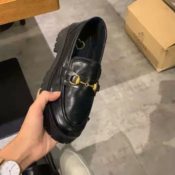 Одиночные туфли, мокасины женские, студенческие туфли Jk, увеличивающие рост, британский стиль, маленькие кожаные туфли с одной педалью, универсальные и бархатные 34