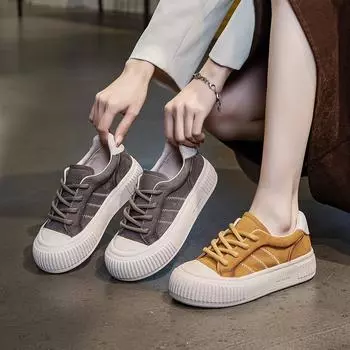 Одиночные туфли на толстой подошве, повседневные белые туфли 35 жёлтый