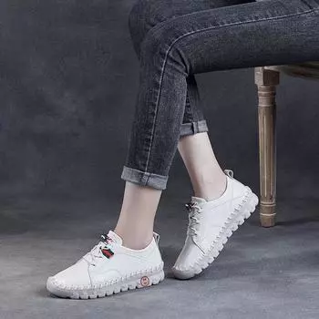 Одиночные туфли повседневные белые туфли ручной работы 35 бежевый