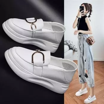 Одиночные туфли Сандалии Кожаные мокасины Полутапочки 34 белый