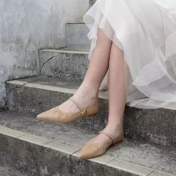 Одиночные туфли Винтажные туфли Мэри Джейн Женская обувь 35 абрикосовый