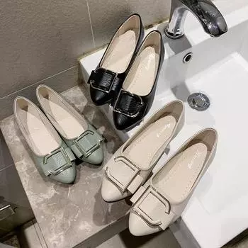 Одиночные туфли женские 2019 осень новая корейская версия однопедальные ленивые туфли заостренные женские туфли с мелким горлом однопедальные ленивые туфли 35 зелёный