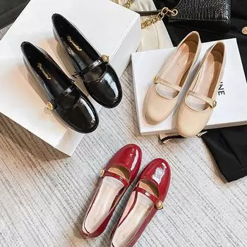 Одиночные туфли женские 2024 новые весна/лето круглый носок одна линия пряжка туфли Мэри Джейн толстый каблук большие женские туфли 41-43 34 абрикосовый