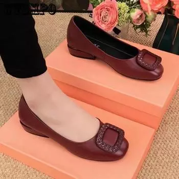 Одиночные туфли женские Bean Shoes Мягкая подошва Удобные универсальные женские туфли Рабочая кожаная обувь 35 чёрный