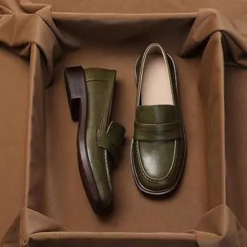 Одиночные туфли Женские британские ретро туфли Lefou на низком каблуке на одну ногу со стременем Маленькие кожаные туфли 35 чёрный