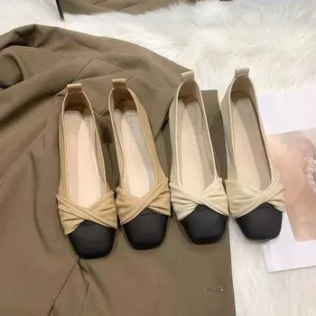 Одиночные туфли женские летние туфли кожаные туфли Мэри Джейн с одной педалью женские туфли шапочки на мягкой подошве женские 35 бежевый