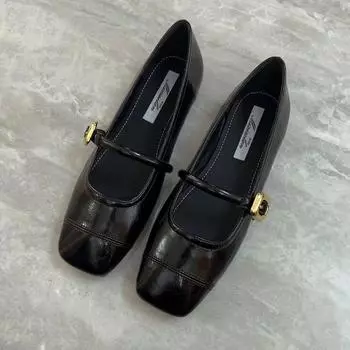 Одиночные туфли женские летние туфли Мэри Джейн модные и удобные женские туфли нежные туфли на плоской подошве черные туфли 35 коричневый