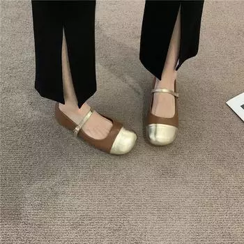 Одиночные туфли женские на плоской подошве с мягким ветром вечерние туфли Doudou туфли Mary Jane Shallow Mouth женские туфли 35 коричневый