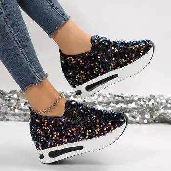 Одиночные туфли женские сетчатые блестящие белые туфли повседневные женские туфли 36