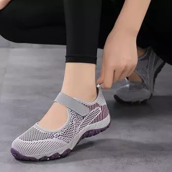 Одиночные туфли Женские туфли для мам Мягкая подошва Спортивная женская обувь Для среднего и пожилого возраста Прогулочная обувь Летняя ажурная сетка Повседневная обувь для путешествий 35