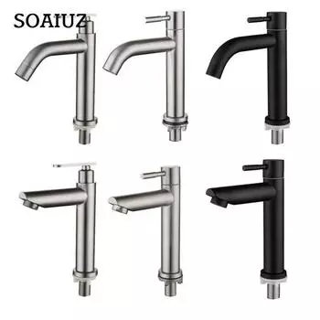 Одиночный кран для холодной воды из нержавеющей стали 304, кран для умывальника из нержавеющей стали, кран для унитаза