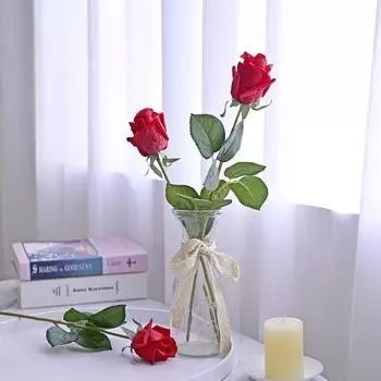 Одиночный увлажняющий бутон розы симуляция на ощупь бутон розы симуляция цветок отель цветок маятник Циси фестиваль День святого Валентина букет красный