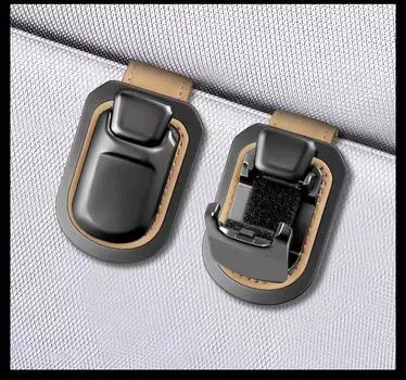 Одна кнопка для снятия солнцезащитного козырька автомобиля, держатель для очков, зажим для хранения очков, кожаный портативный кронштейн для солнцезащитных очков, аксессуар для интерьера коричневый