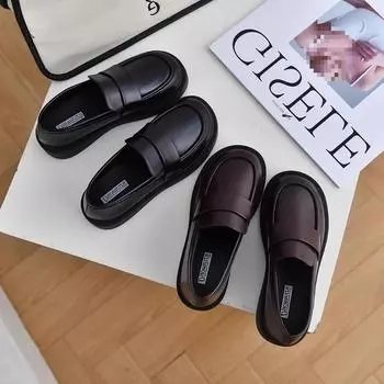 Одна нога в британском стиле, новые итальянские туфли Ergen на мягкой подошве, осенние туфли на плоской подошве, женские черные, модные, повседневные 35 чёрный