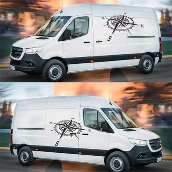 Одна пара наклеек с компасом черного цвета 90 x 60 см Подходят для автомобиля, грузовика, кемпера, автодома, фургона