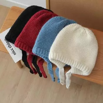 Одна шапка, шапка-балаклава двойного назначения, шапка Hepburn с ветрозащитными ремешками, женская зимняя теплая рождественская красная шерстяная шапка One Size