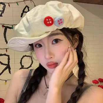 Одна шляпа и пять японских ретро-шляп из хлопка и льна с восьмиугольными облаками, летние цветные шляпы с пуговицами спереди, маленький берет 55-59CM