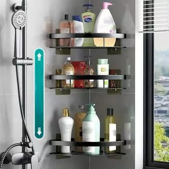 Одна треугольная полка для ванной комнаты, стеллаж для хранения бытовых принадлежностей для ванной комнаты, черный настенный штатив, стеллаж для хранения вещей в ванной комнате, хранение
