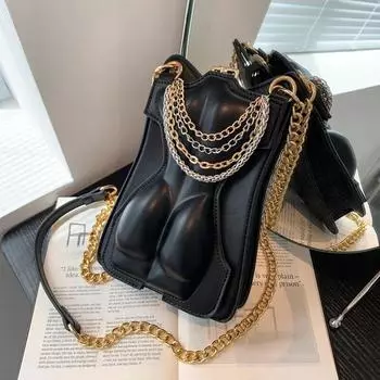 Одна женская сумка двойного назначения, сумка на цепочке, женская бутиковая сумка через плечо, сумка через плечо, съемные сумки для мобильных телефонов для женщин 15x22x5cm чёрный