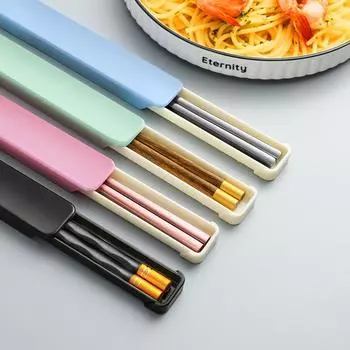 Одни палочки для еды, палочки для еды из сплава, гостиничные бытовые высокотемпературные палочки для еды из нержавеющей стали 304, палочки для еды из цельного дерева, коробка для одной пары палочек для еды 23cm