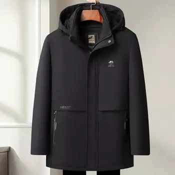 Одно платье и три вида одежды на осень и зиму, утиный пух для сохранения тепла, деловое утолщенное и съемное пуховое пальто для людей среднего возраста 170 чёрный