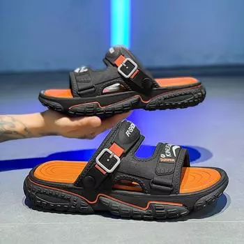 Одно слово, мужская летняя одежда, нескользящие повседневные сандалии с толстой подошвой, мужские пляжные тапочки для отдыха на море 38 бежевый