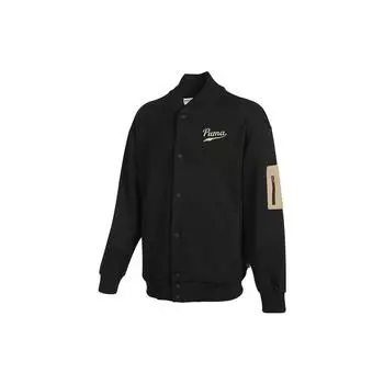 Однобортная однобортная куртка с длинным рукавом PUMA, однотонная мужская куртка с логотипом, черная 536788-01 L
