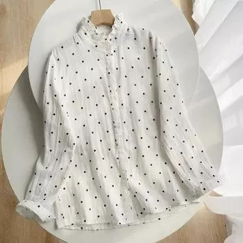 Однобортная рубашка из хлопчатобумажной пряжи с принтом жирафа и длинными рукавами для женщин, осенняя повседневная утягивающая рубашка, блузки и рубашки M