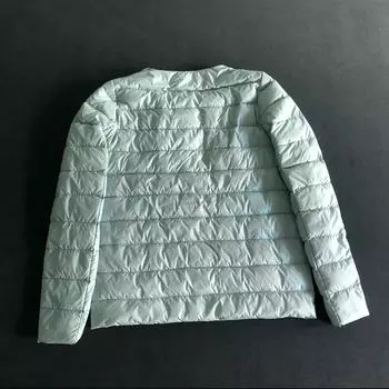 Однобортная женская пуховая куртка легкая и тонкая куртка зимняя теплая подкладка большой размер M чёрный